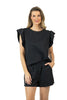 Black Ruffle Top Two Piece Clothing Set for Women