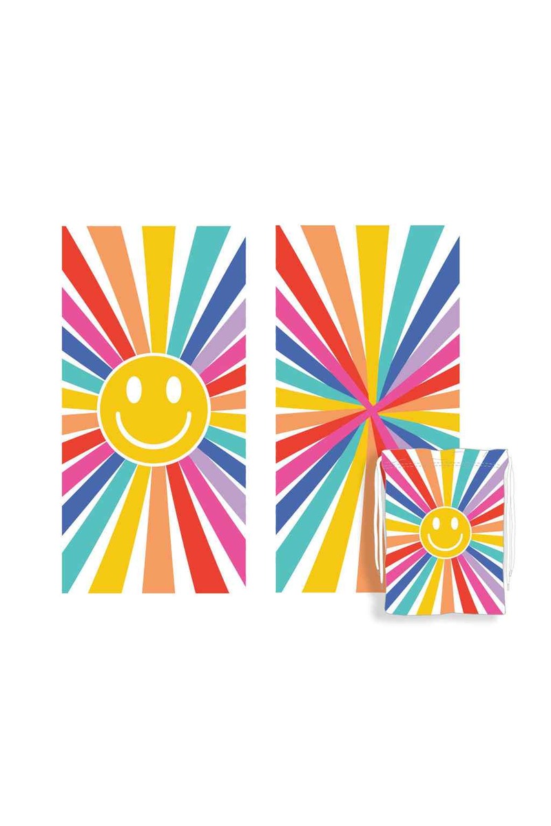 Sunshine Happy Face Quick Dry Reversible Beach Towel