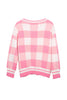 Plaid Gold Button Knitted Pink Cardigan