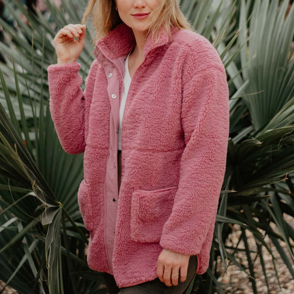 Mauve Oversized Sherpa Fleece Jacket