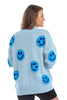 Light Blue Knit Happy Face Sweater