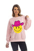 Pink Cowgirl Hat Happy Face Cute Sweatshirt