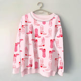 Light Pink Western Boots Printed All Over Sweatshirt