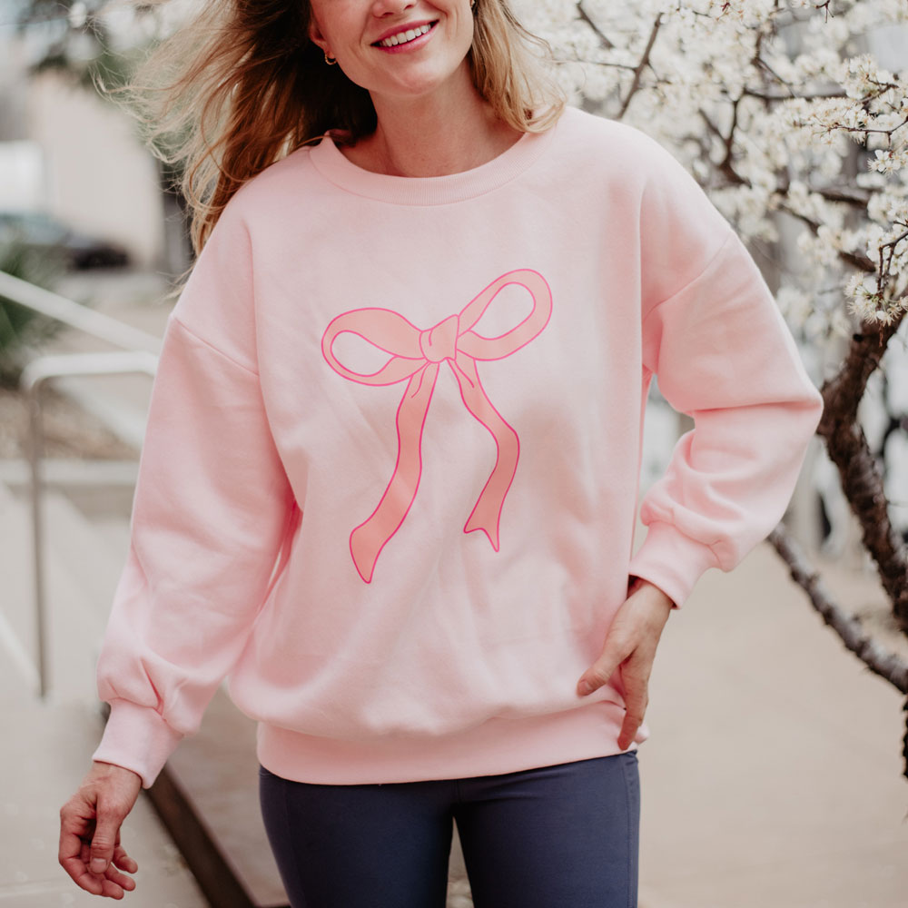 Pink Coquette Bow Graphic Sweatshirt