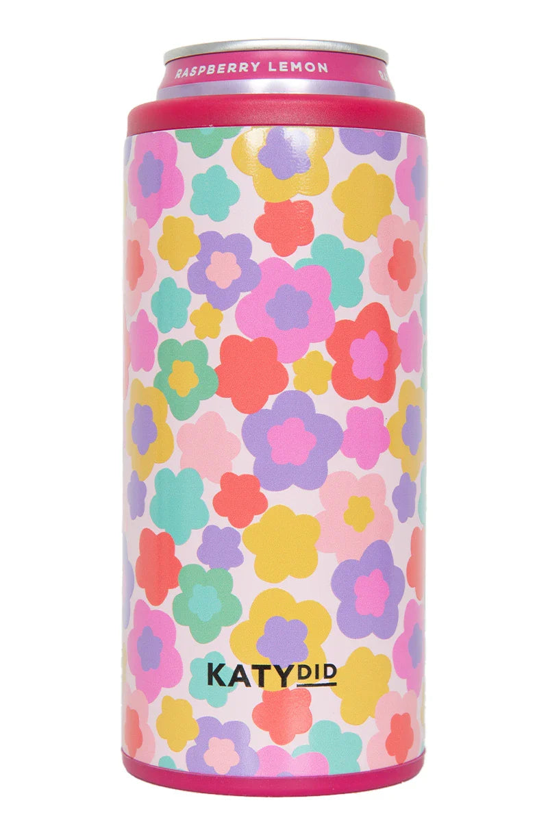 Groovy Multicolored Flowers Slim Can Koozie - Katydid.com