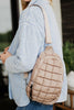 Tan Quilted Sling Bag