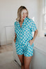 Teal Checker Pajamas Set