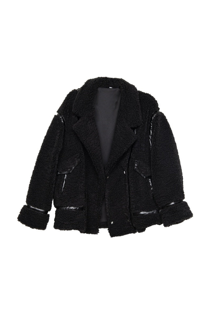 Black Sherpa Teddy Jacket Women's