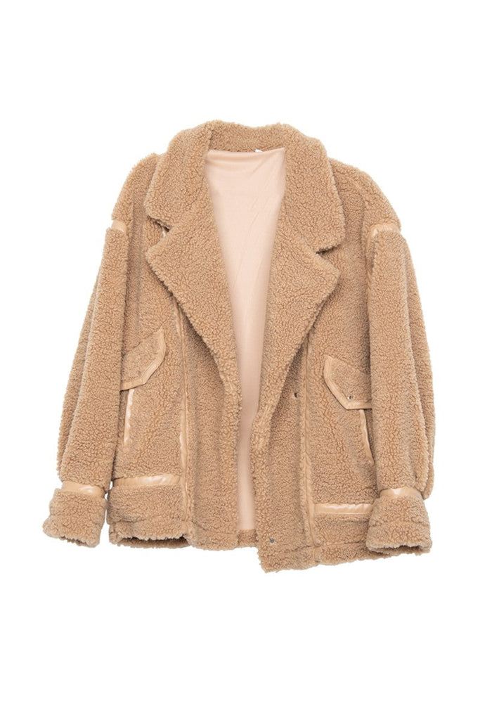 Brown Ladies Sherpa Teddy Jacket