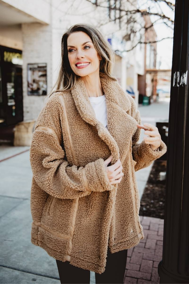 Brown Teddy Jacket Ladies Sherpa Jackets Shop Katydid