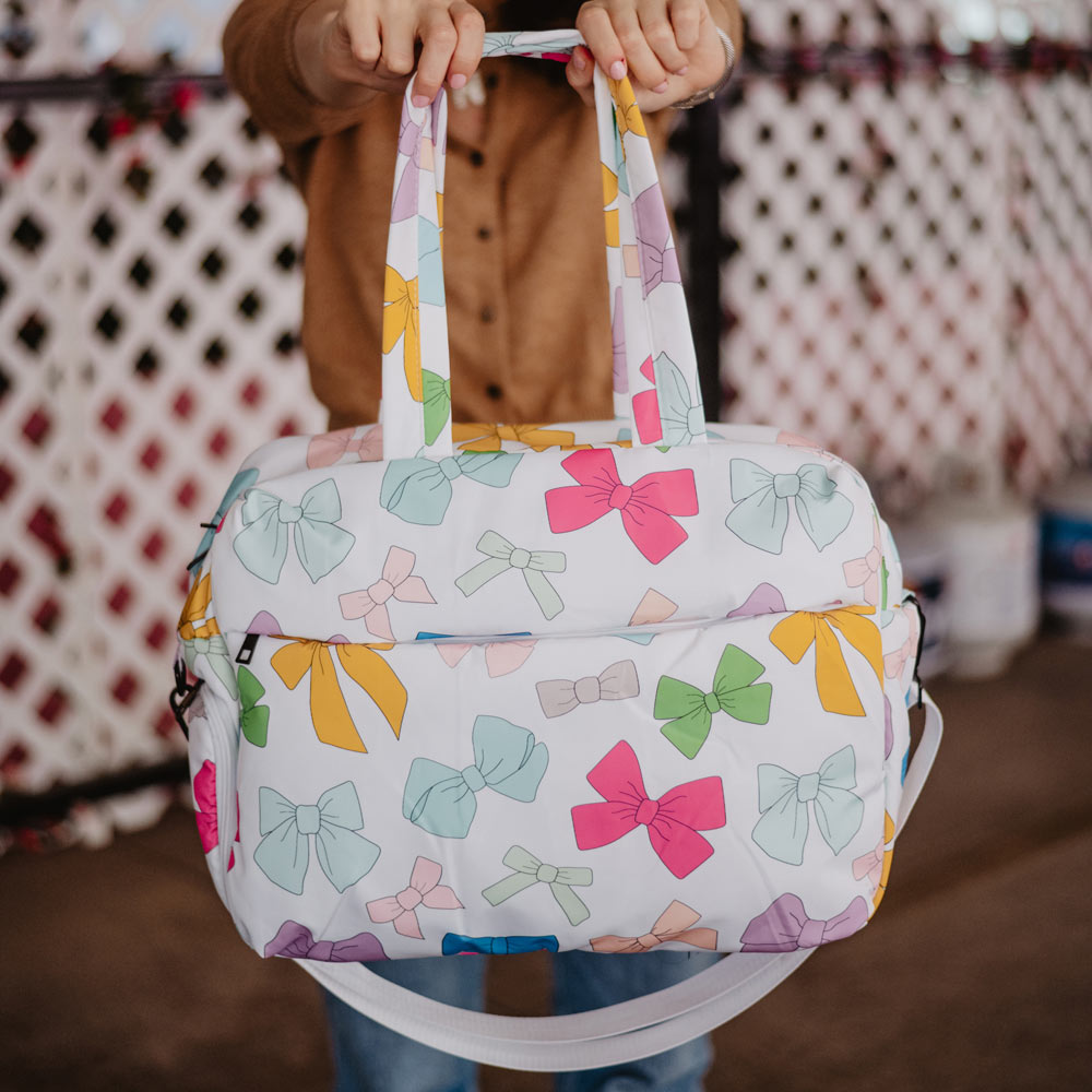 Multicolored Coquette Bows Duffel Weekender for Women