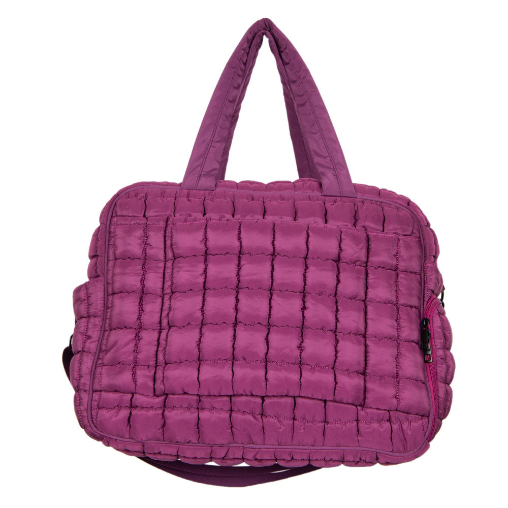 Plum Quilted Weekend Duffel w/ Pass-Thru Slip