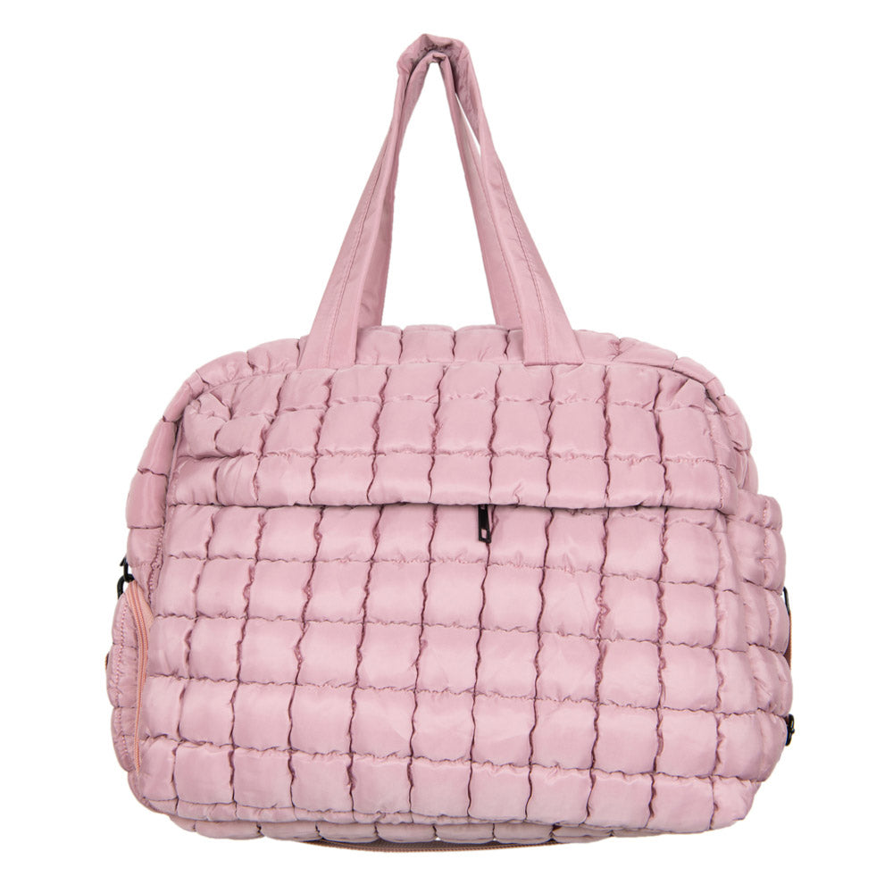 Mauve Quilted Weekend Duffel Bag w/ Pass-Thru Slip