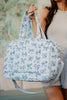 Light Blue Toile Coquette Bows Weekender w/ Pass-Thru Slip