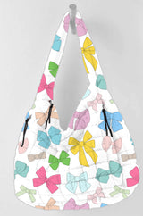 Multicolored Coquette Bows Quilted Hobo Tote Bag