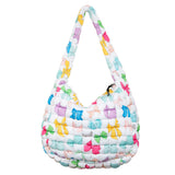 Multicolored Coquette Bows Quilted Hobo Tote Bag