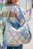 Metallic Silver Wave Quilted Hobo Tote Bag