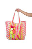 Pink/Yellow/Champagne Sequin & Beaded Canvas Tote Bag