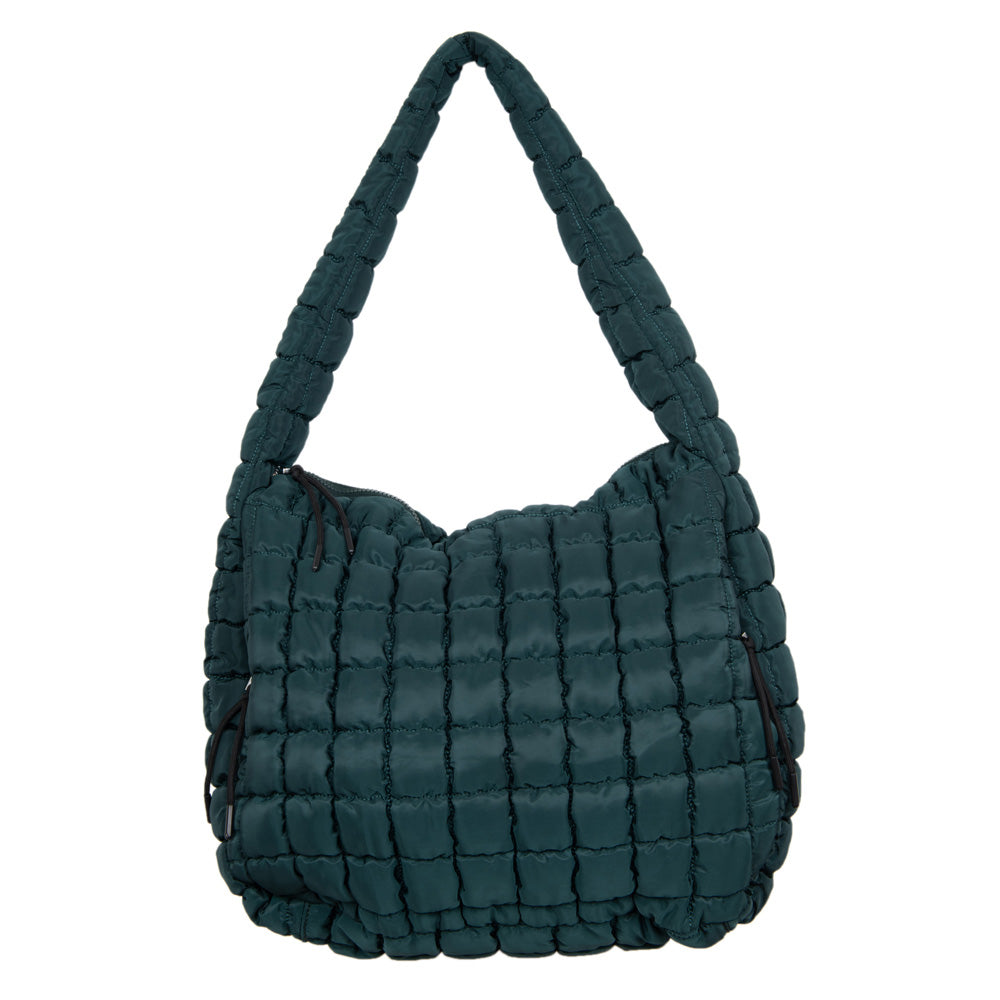 Forest Green Quilted Puffer Tote Bag