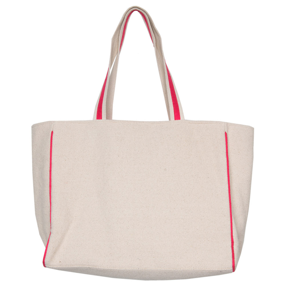 Hot Pink Star Eye Happy Face Canvas Tote Bag