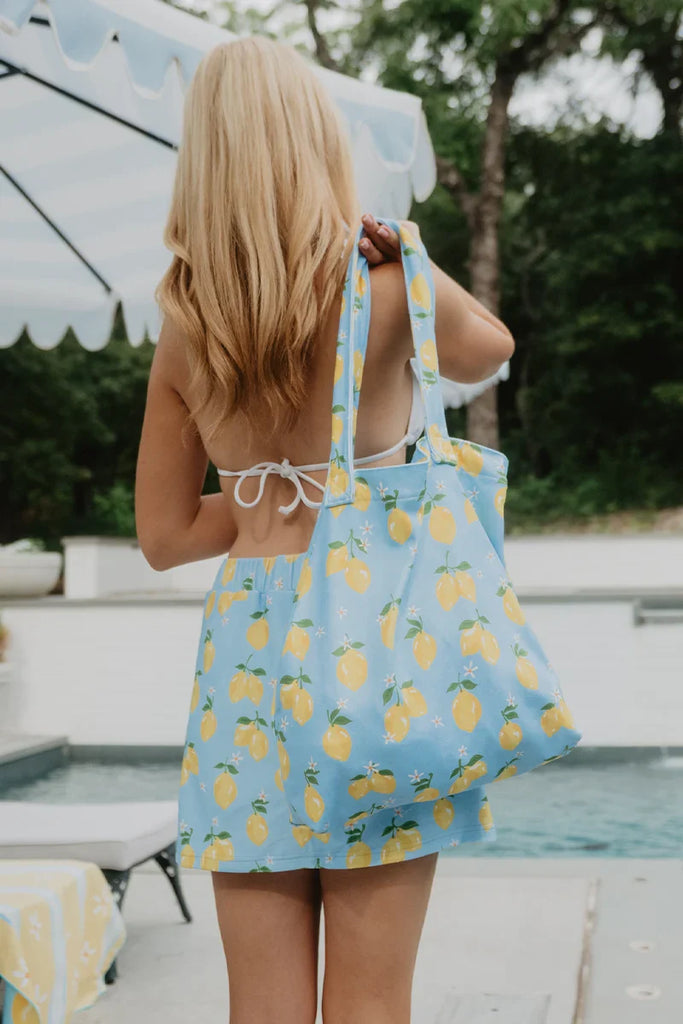 Zesty Lemons Terry Cloth Beach Bag - Katydid.com
