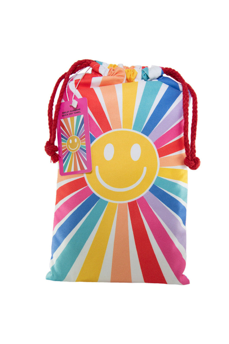 Sunshine Happy Face Quick Dry Reversible Beach Towel