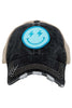 Turquoise Lightning Happy Face (Black/Tan) Trucker Hat