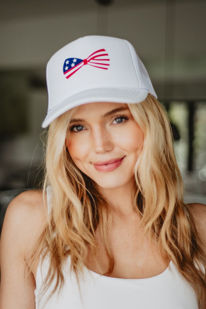 American Flag Bow Foam Hat