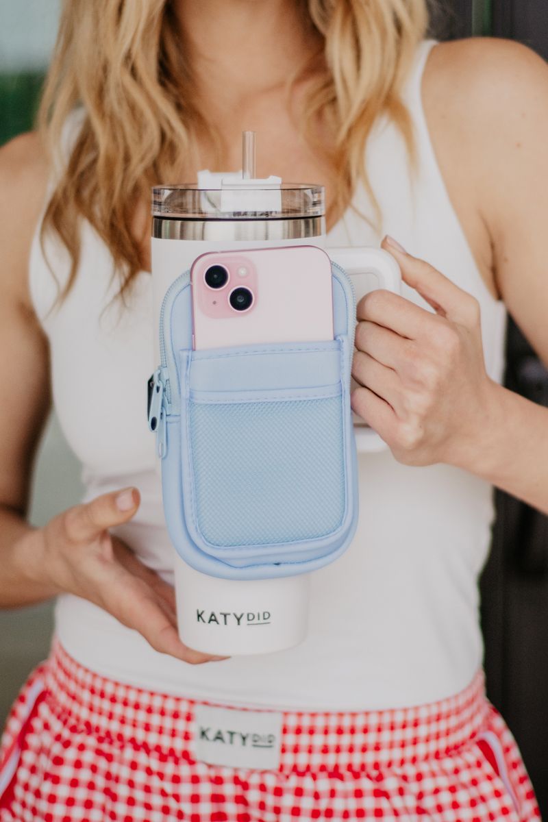 Light Blue Tumbler Backpack Zipper Pouch