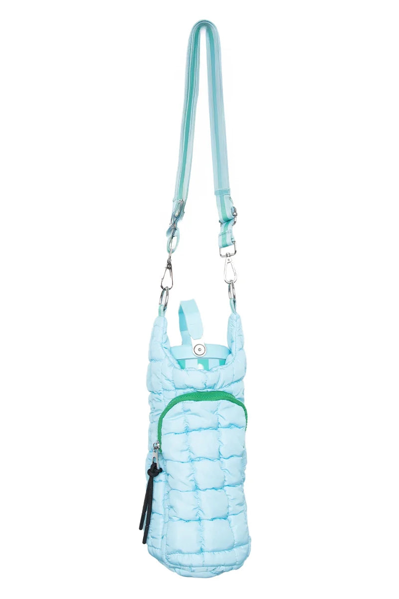 Light Blue Water Bottle Carrier Bag with Strap - Katydid.com