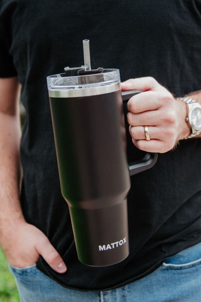 Black Coffee 40 Oz Tumbler with Handle - Katydid.com