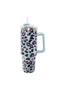 Blue Leopard Tumbler Cup with Straw