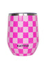 Pink Checker Wine Tumbler with Lid