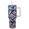 Pink Purple Green Swirl Tumbler Cup