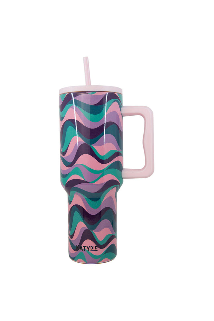 Pink Purple Green Swirl Tumbler Cup