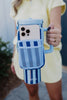 Light Blue and Navy Striped Velcro Bag for Tumbler