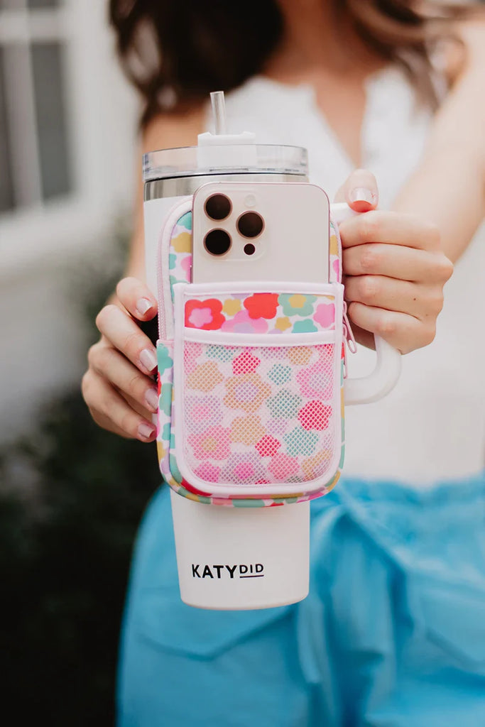 Groovy Multicolored Flowers Tumbler Zipper Pouch - Katydid.com