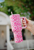 Light Pink Leopard 38 Oz Tumbler Cup w/ Handle