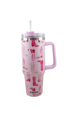 Light Pink Western Boots Coffee Tumbler Cup