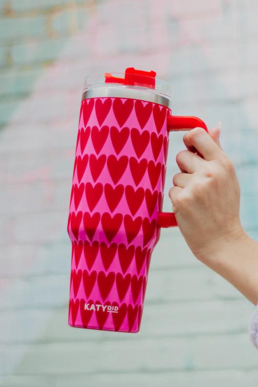 Girly Red Hearts Pattern Drink Tumbler