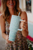 Mint Leopard 38 Oz Tumbler Cup w/ Straw