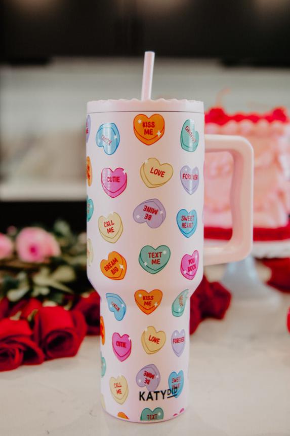 Candy Heart Valentine's Tumbler Cup w/ Handle