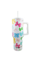 Multicolored Coquette Bows 38 Oz Tumbler w/ Handle