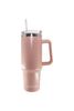 Peach Tumbler Coffee Cup with Drinking Straw