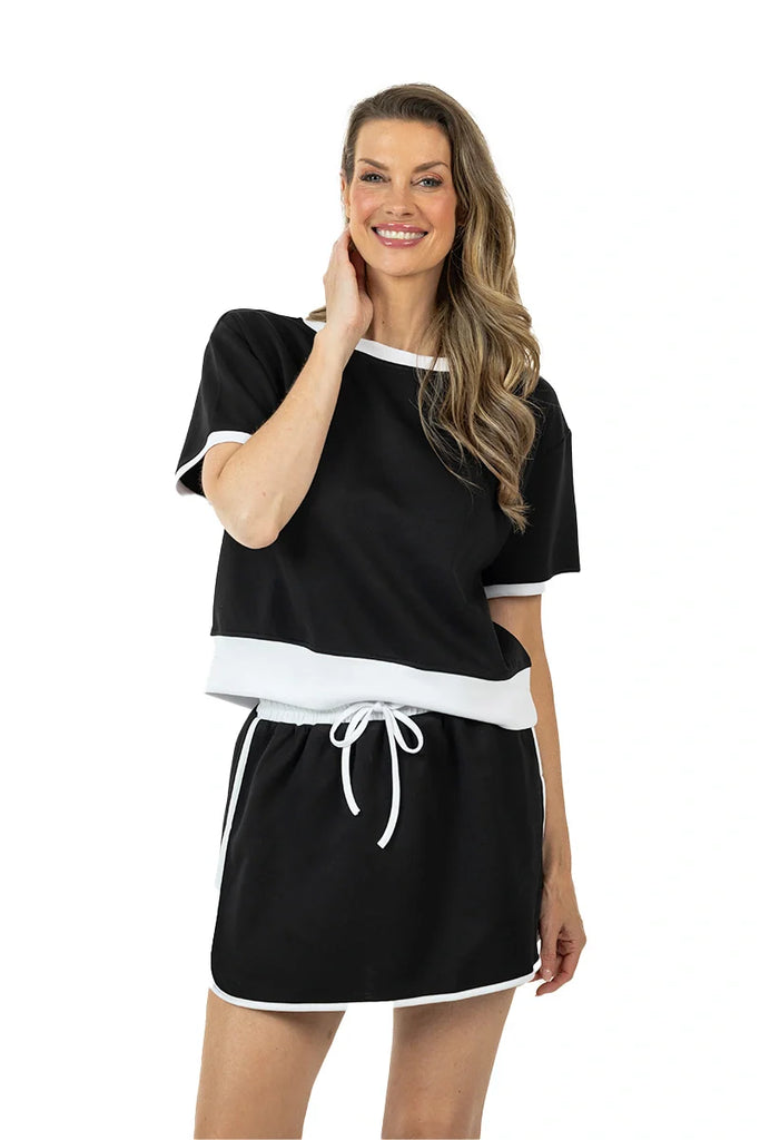 Black and White Two Piece Skirt Set