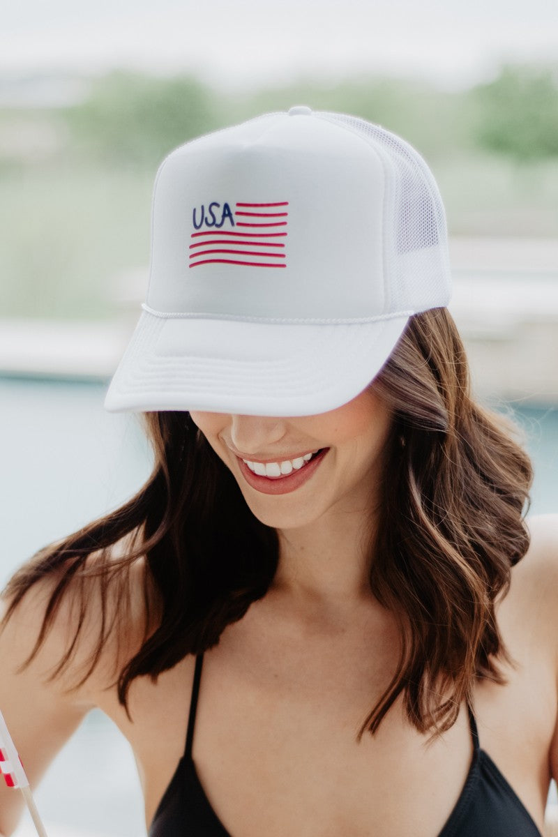 USA Flag Illustration Foam Hat