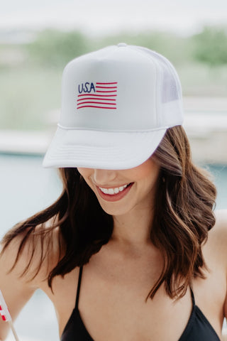 Light Blue Checkered Happy Face Vintage Hat