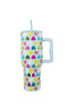 Multicolored Hearts Mint Tumbler Cup w/ Handle