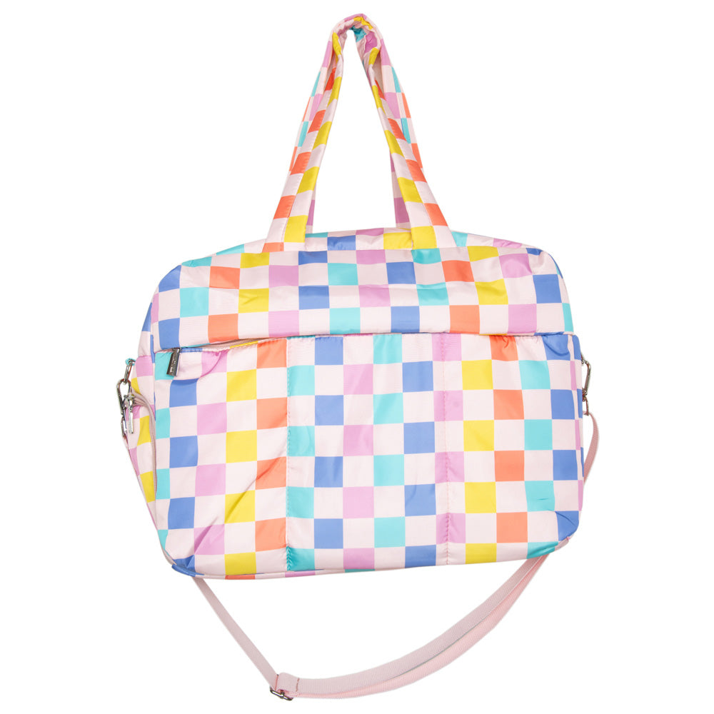 Multicolored Checkerprint Travel Weekender for Women