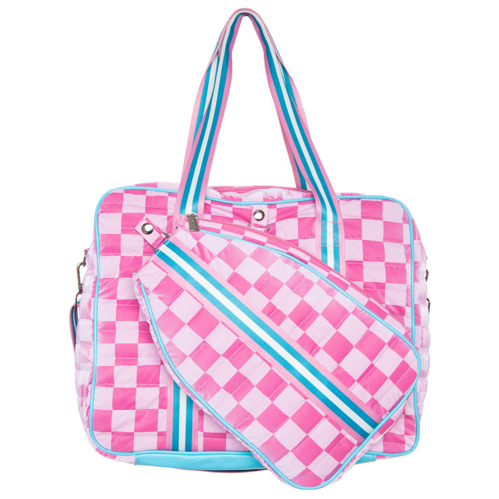 Pink Checkerprint Pickleball Tote Bag